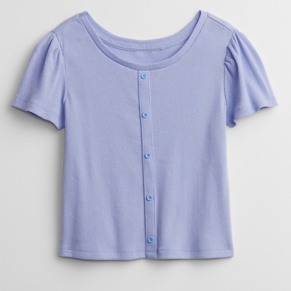 GAP Factory Blue Button Down Shirt with Short Sleeves